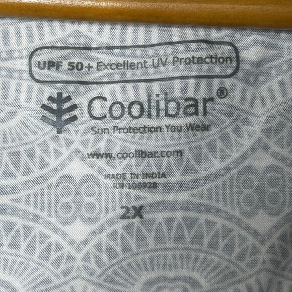 Coolibar Tank Top Size XL 50 UPF Sun Protection Blue White Everyday Basic - Picture 5 of 7